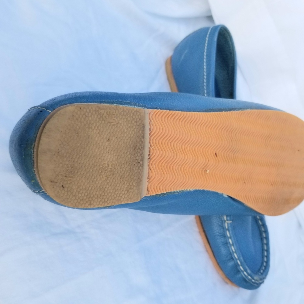 Talbot's , Cornflower Blue, soft leather flat loafers - Picture 5 of 5